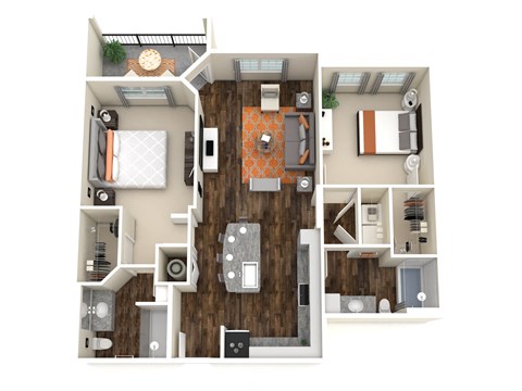 B1 Floorplan - two bed two bath